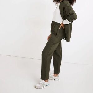 NWT Madewell Pull-On High-Rise Tapered Pants Diamond Jacquard Green Small